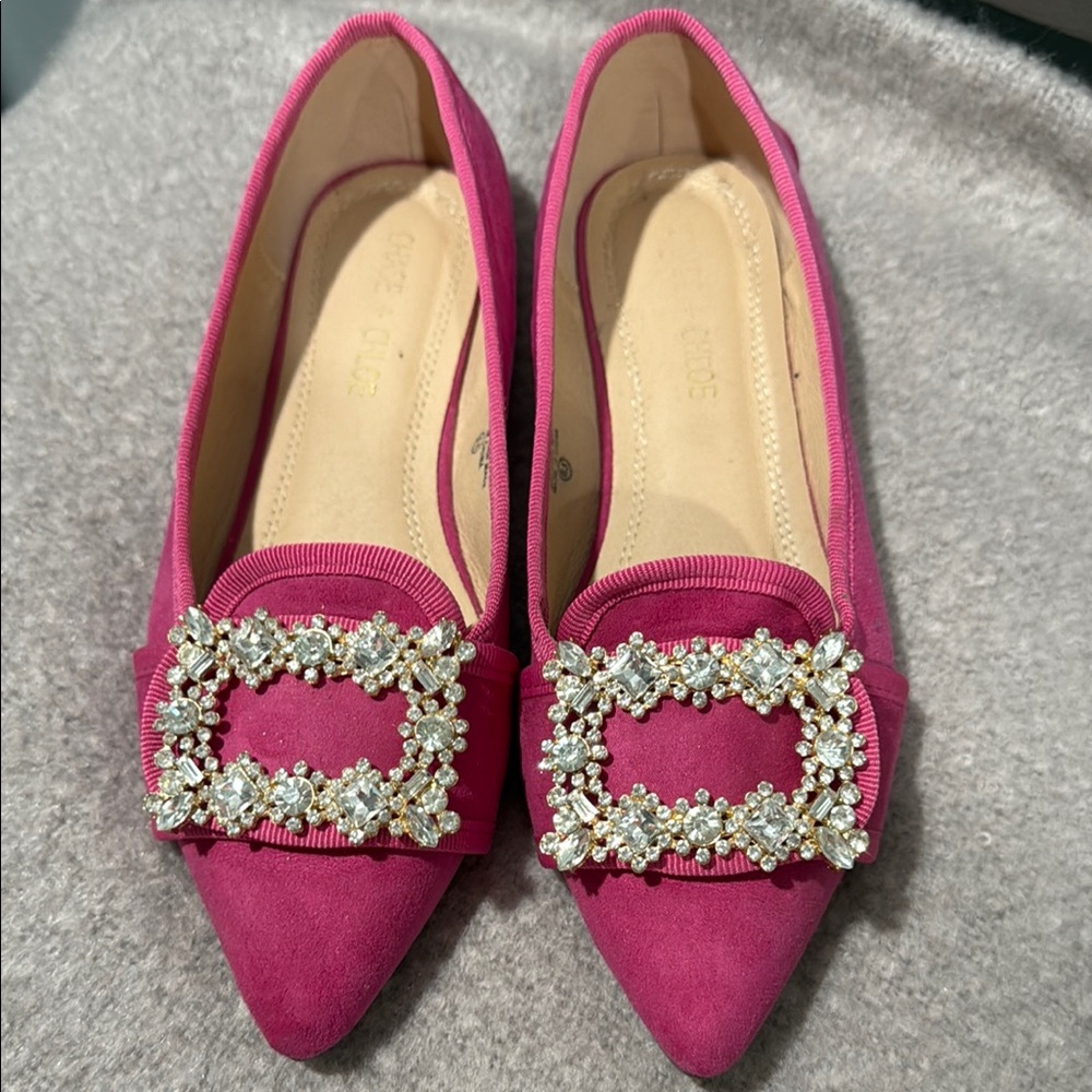 Elegant Pink Embellished Women's Flats